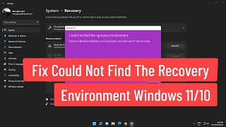 Fix Could Not Find Recovery Environment Cant Reset Windows 1110 [upl. by Ydnih]