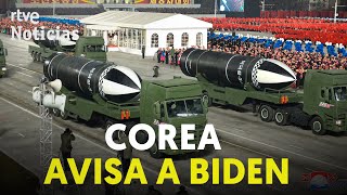 COREA del NORTE muestra un NUEVO GRAN MISIL en un desfile militar presidido por KIM JONGUN  RTVE [upl. by Boone]