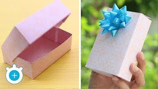 How to make a paper gift box with lid  Easy  LampZoom [upl. by Yla485]