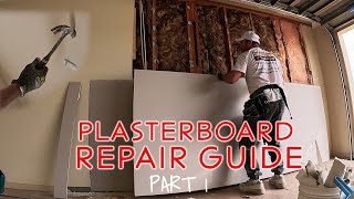 PLASTERBOARD REPAIR GUIDE  Repair A Damaged Wall at Home [upl. by Tennaj]