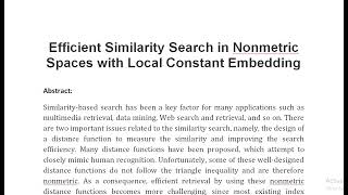 Efficient Similarity Search in Nonmetric Spaces with Local Constant Embedding [upl. by Akeihsat]