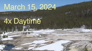 March 15 2024 Upper Geyser Basin Daytime 4x Streaming Camera Archive [upl. by Anaer]