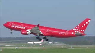 RARE Air Greenland A330 takeoff at Zurich Airport  27092014 [upl. by Alarise]