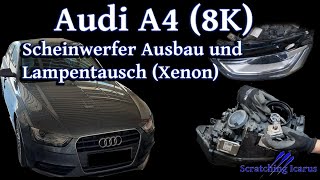 Audi A4 B8 8K Scheinwerfer Ausund Einbau Lampentausch Xenon  Tutorial [upl. by Eanert123]