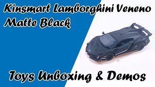 Lamborghini Veneno Matte Black Kinsmart Diecast Cars Toys Unboxing [upl. by Thalia]