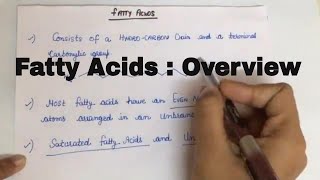 Fatty Acids overview [upl. by Adnuhser]