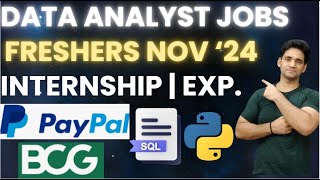 Data Analyst Jobs for Freshers 2024  Data Analyst Jobs in India  Data Analyst Jobs Internship Nov [upl. by Hardi]