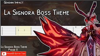 La Signora Boss Theme Phase 2 Guitar Tab Tutorial  Genshin Impact [upl. by Oni]