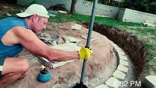 Fire Pit  Retaining Wall on a Sloped Yard Timelapse [upl. by Ahsetan]