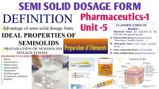 Semi Solid Dosage Form Part 1  Pharmaceutics1 Unit5 B Pharmacy EnglishHindi [upl. by Morse673]