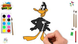 How to draw DAFFY DUCK  LOONEY TUNES DAFFY DUCK Coloring Painting🌈 Educational videos for toddlers [upl. by Dorn]