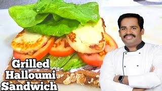 Grilled Halloumi Sandwich with Avocado Roca leaves healthy Sandwich recipe [upl. by Madaras]