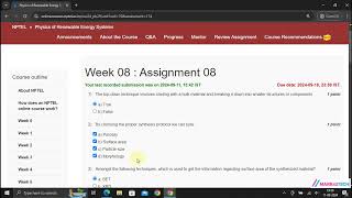 NPTEL Physics of Renewable Energy Systems Week8 Assignment8 Solution JULY 2024 [upl. by Elleuqram]