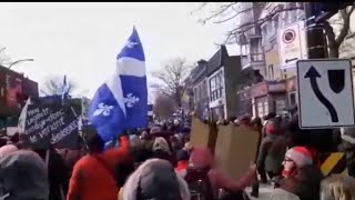 Manifestation camionneurs et couvre feu COVID 19 Montréal Ottawa 2021 la Marche des Insoumis [upl. by Hafeenah476]