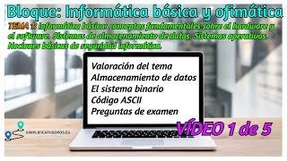 Informática básica y ofimática Tema 1 Informática básica Administrativos y Auxiliares del Estado [upl. by Abbotson]