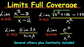 Limits Full Coverage  Basics Surds infinity Zero Exponentials Trig Limits Continuity etc [upl. by Evvie]