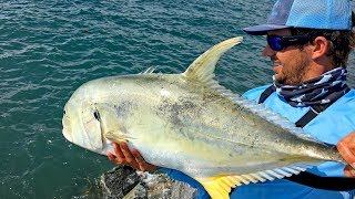 Fishing for Giant Jack Crevalles on the Jetties [upl. by Tatiana]