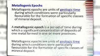 Metallogenic Epochs and Provinces [upl. by Latrell]