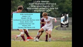 Lane Nieman  2027 MidfielderForward  22 Varsity High School Soccer Fall Season [upl. by Tamis]