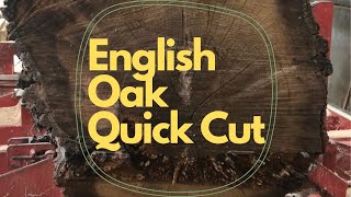 English Oak Log Quick Cut On The Sawmill [upl. by Polloch520]