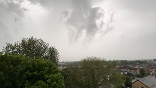 Really intense first Northwest England storm of 2024 Manchester Airport realtime footage [upl. by Sessilu]