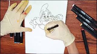 how to draw happy dwarf  Snow White amp the Sven Dwarfs [upl. by Christi690]