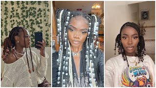 Knotless Braids With Beads Compilation [upl. by Garlan315]