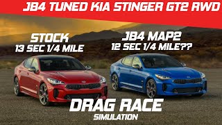 JB4 Tuned Kia Stinger GT2 vs Stock  Drag Race  14 Mile  060  Visualizer [upl. by Nohcim582]