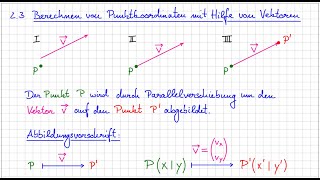 Mathematik  Klasse 7  Berechnen von Punktkoordinaten mit Hilfe von Vektoren 22e [upl. by Oileduab]