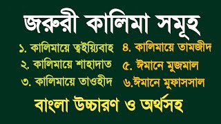 জরুরী কালিমা সমূহ জেনে নিন বাংলা উচ্চারণ ও অর্থসহ  চার কালেমা  ৬ কালিমা  ৪ কালেমা  Nazir Bangla [upl. by Mall]