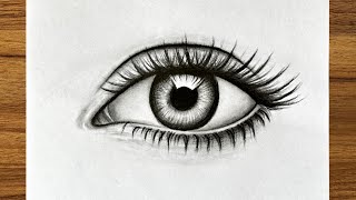 How to draw a realistic drawing  Easiest eye drawing tutorial  Easy drawings step by step [upl. by Persis]