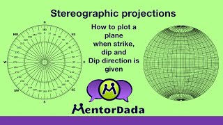 Stereographic projection  Structural Geology  How to plot a Plane in Stereonet  Type 1 [upl. by Aitetel710]