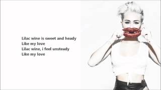 Miley Cyrus  Lilac Wine \ Lyrics On A Screen [upl. by Ayotnom]