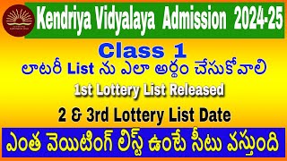 KendriyaVidyalayaAdmission Class11st Lottery released 2amp3 ListDates howmuchwaiting listwill getseat [upl. by Rehotsirk]