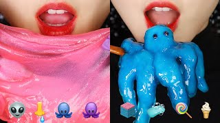 I ATE ALIENS 👽 GALAXY FOOD ASMR TAPIOCA PEARL ASMR EMOJI FOOD ASMR 🛸 [upl. by Relyhcs]