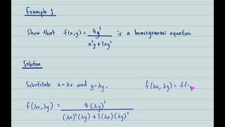 Homogeneous Equation Method Example 1 [upl. by Gerita163]