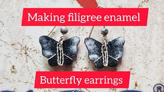 How to make filigree enamel Butterfly earrings tutorial for beginners howto earringtutorial [upl. by Giguere]