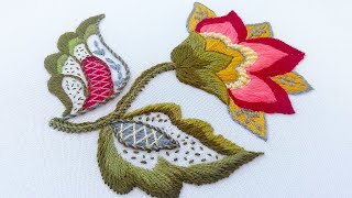 Embroidery Crewel Work  How to Embroider a Jacobean Flower [upl. by Gwenn]