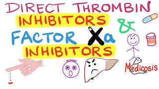 Direct Thrombin Inhibitors and Factor Xa Inhibitors DOACs  Pharmacology  Hematology [upl. by Zorine48]