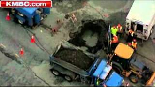 Crews Work To Repair Sinkhole Near Westport [upl. by Russom148]