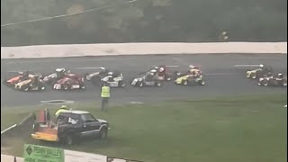 Mahoning Valley Speedway ECTQM Midgets 20 Lap “Fall Brawl” Feature 10524 [upl. by Yenohtna402]