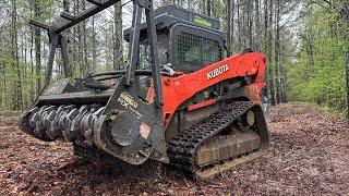 KUBOTA SVL952s LOFTNESS Battle AX forestry mulching 1yr old growth [upl. by Lubow]