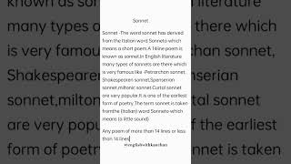 What is sonnet  sonnet englishsonnet shakespeare miltonic spenserian [upl. by Bullivant]