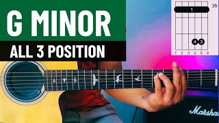 G minor Chord All 3 Position  Acoustic Guitar Chords For Beginners [upl. by Rogerg]