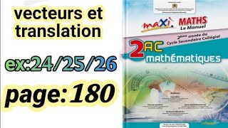 vecteurs et translation maxi maths 2AC exercices 242526 page 180 [upl. by Dnomra65]