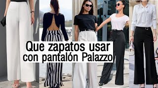 PANTALÓN PALAZZO 👉¿CON QUE ZAPATOS USAR OUTFITS CON PANTALONES ANCHOS DE MODA 2021 TENDENCIAS [upl. by Orford]