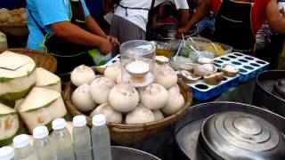 1 Coconut Ice Cream  Chatuchak JJ Outdoor Market Stall by Kamphaen Phet MRT  Phil in Bangkok [upl. by Sihtam]