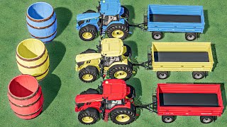 JOHN DEERE Tractors With Colors  WHEAT TRANSPORTING ON FARM TRAILER  Farming Simulator 22 [upl. by Eillam]