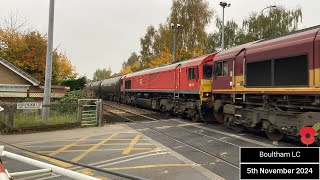 Double Headed Class 66 Boultham Level Crossing 05112024 [upl. by Yeffej]