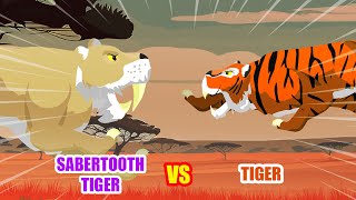 Tiger vs Sabertooth Tiger  Modern vs Prehistoric Animals S1  Animal Animation [upl. by Iam]